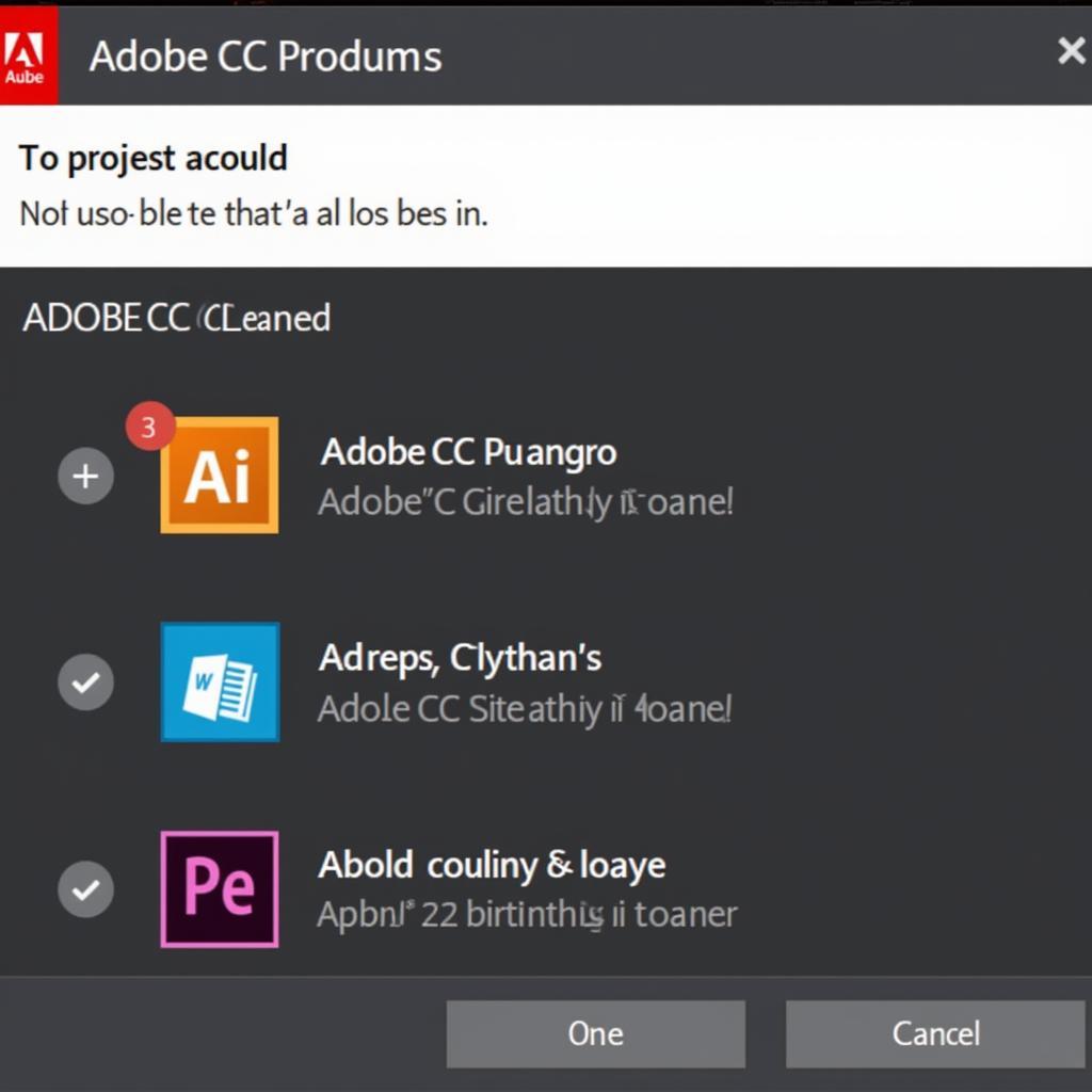 Sử dụng Adobe CC Cleaner Tool thành công