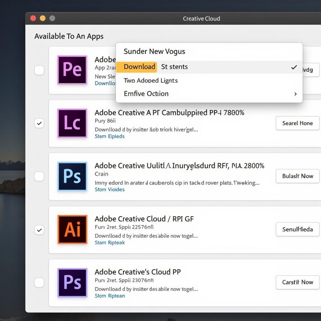 Adobe Creative Cloud Interface