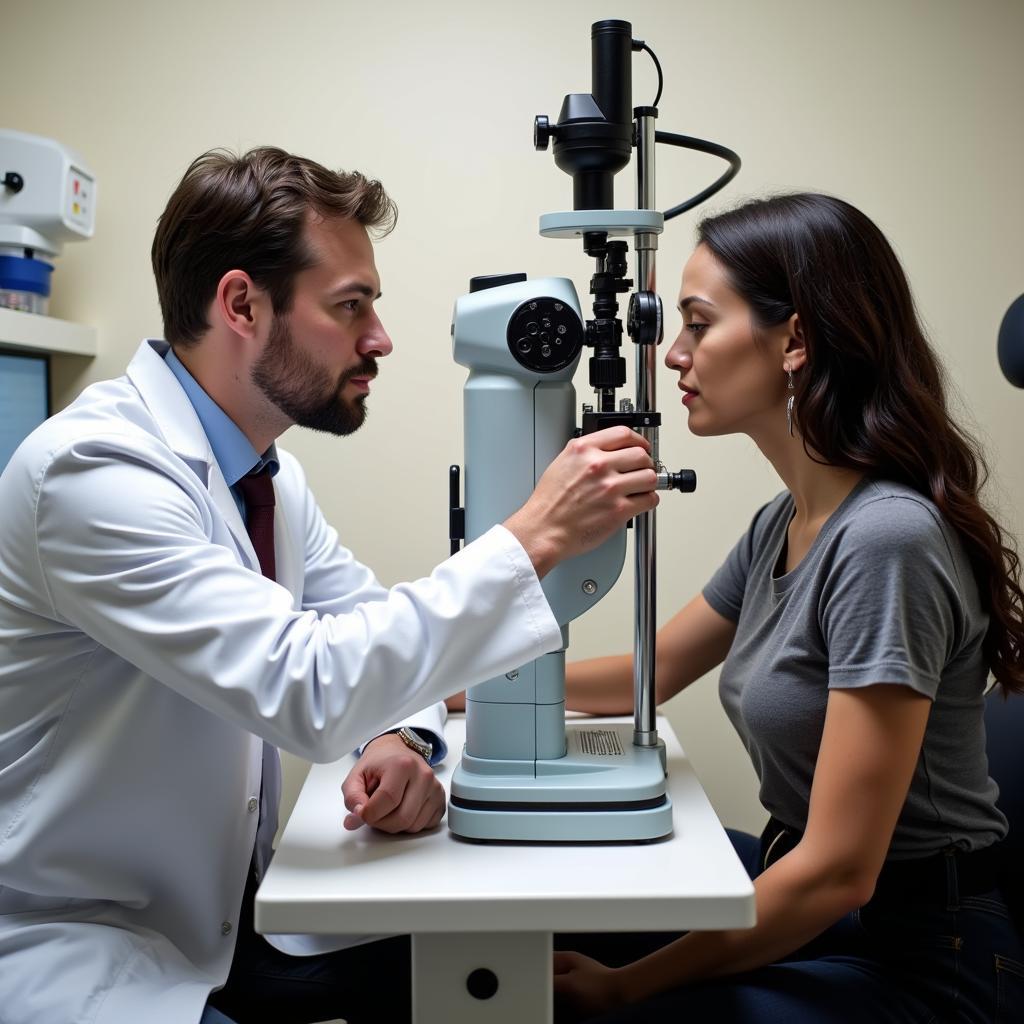 Doctor examining a patient's eyes