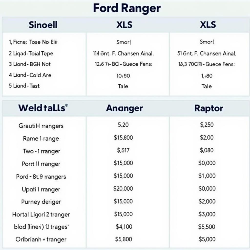 Bảng giá xe bán tải Ford Ranger