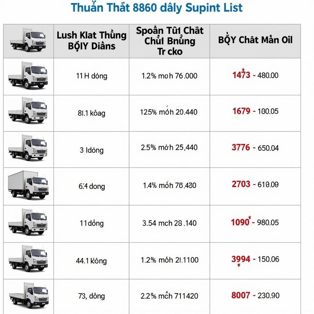 Bảng Giá Xe Tải Thuận Thành