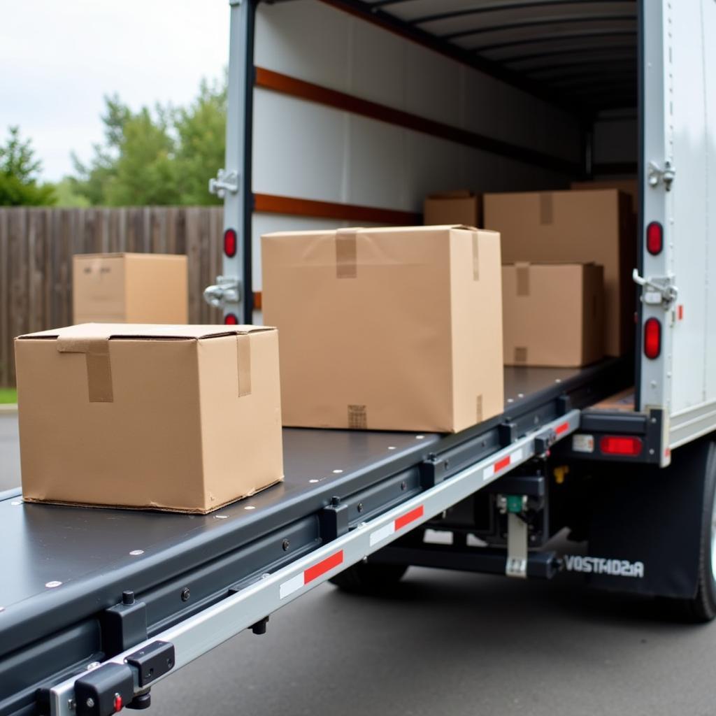 Conveyor Belt System on Truck Transporting Goods