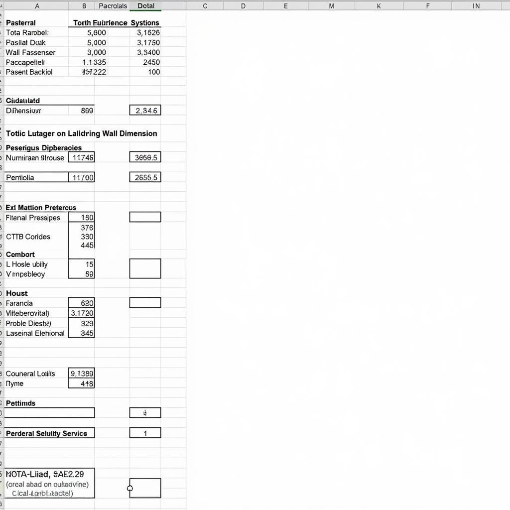 Bảng tính tĩnh tải tường Excel