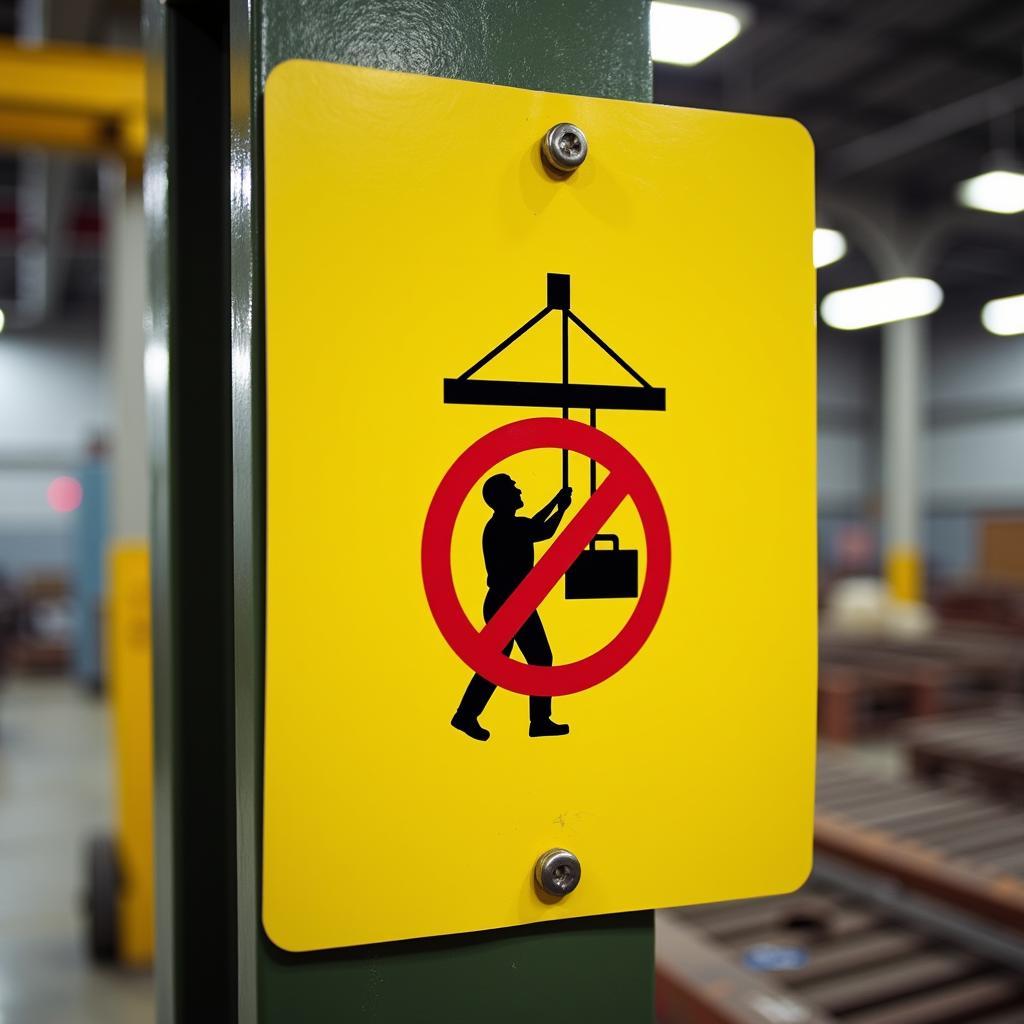 Safety Sign: Workers Prohibited from Standing Under Suspended Loads