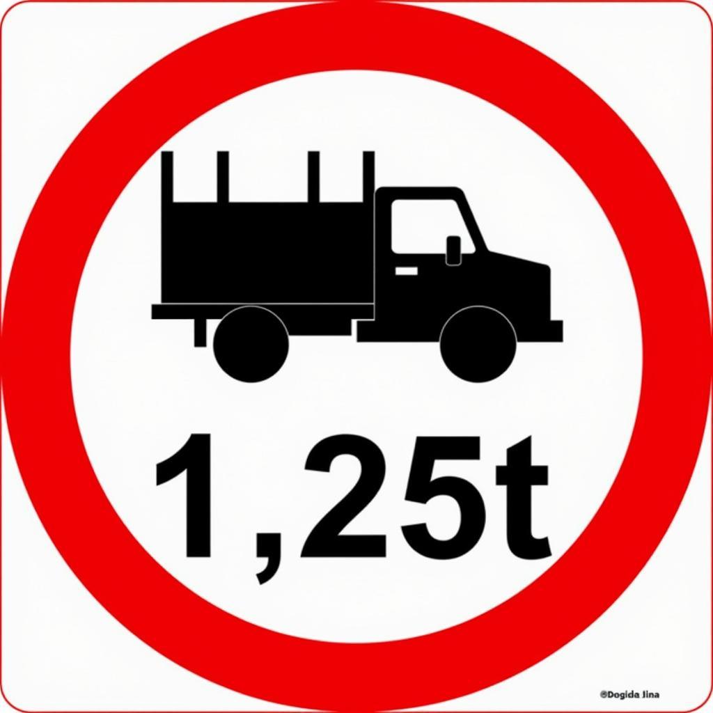 Traffic sign prohibiting trucks over 1.25 tons