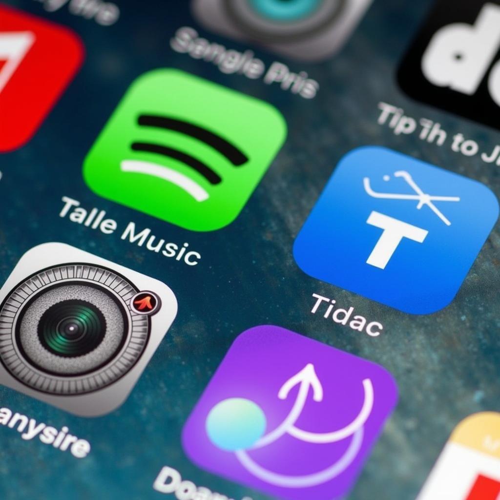 Various music streaming apps on iPhone home screen