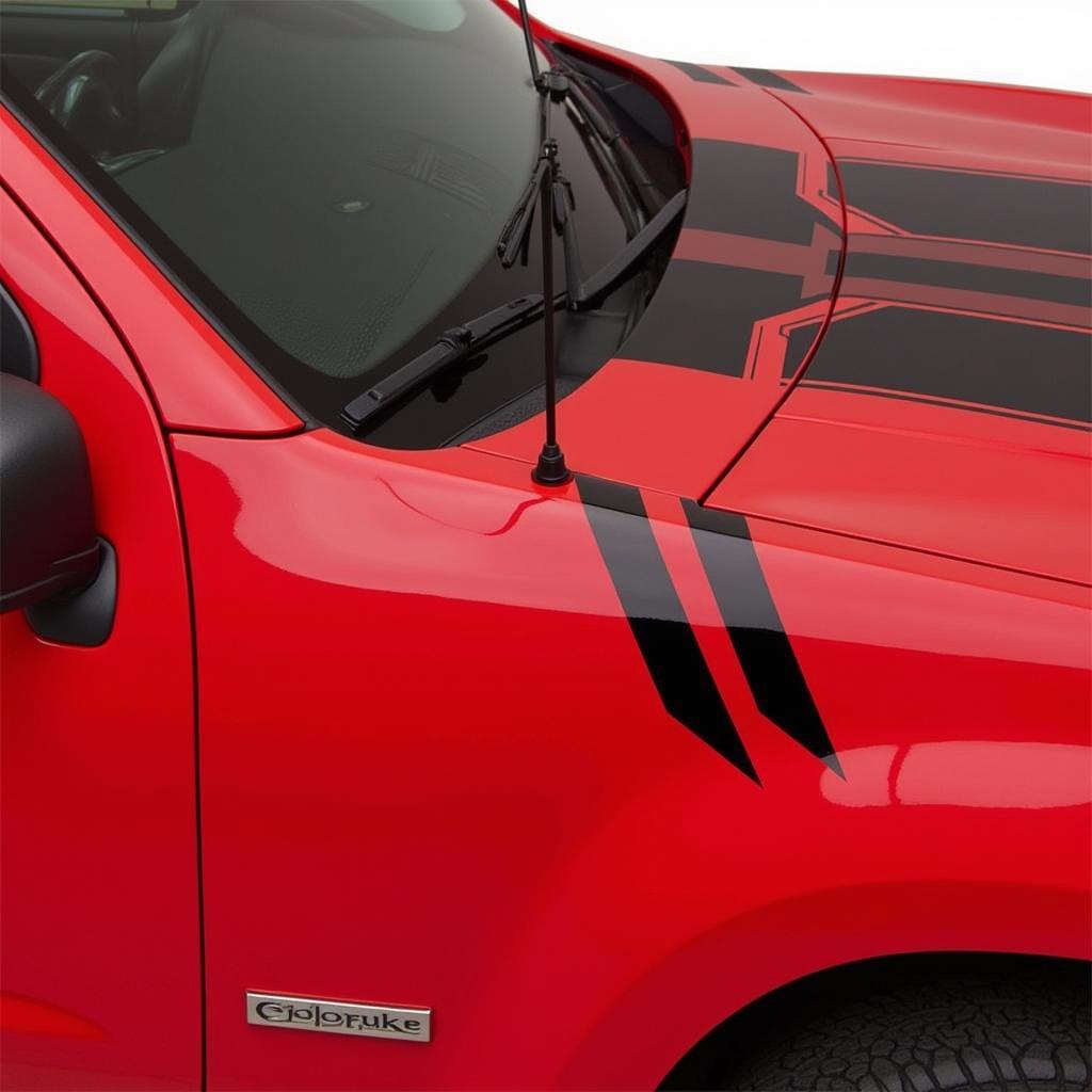 Chevrolet Colorado đỏ dán decal màu đen