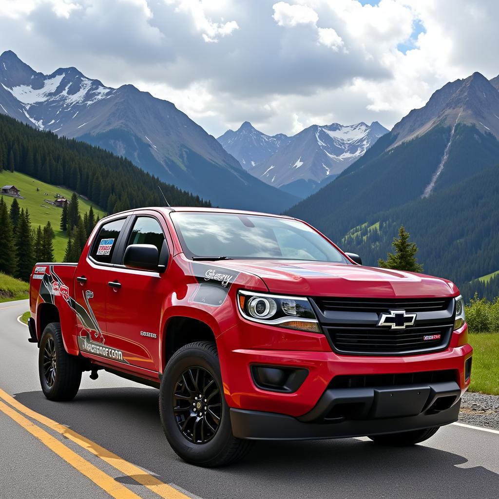 Chevrolet Colorado đỏ dán decal thể thao