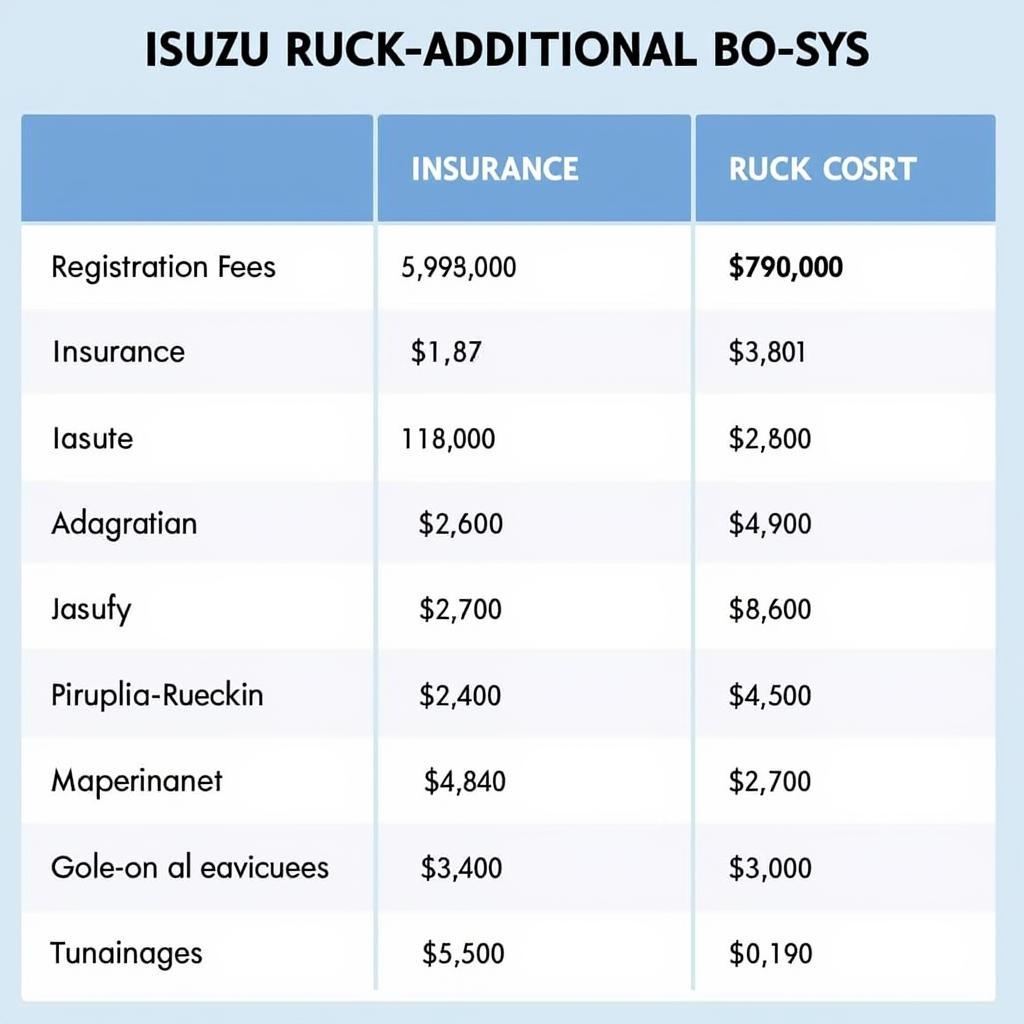 Chi phí khi mua xe tải Isuzu