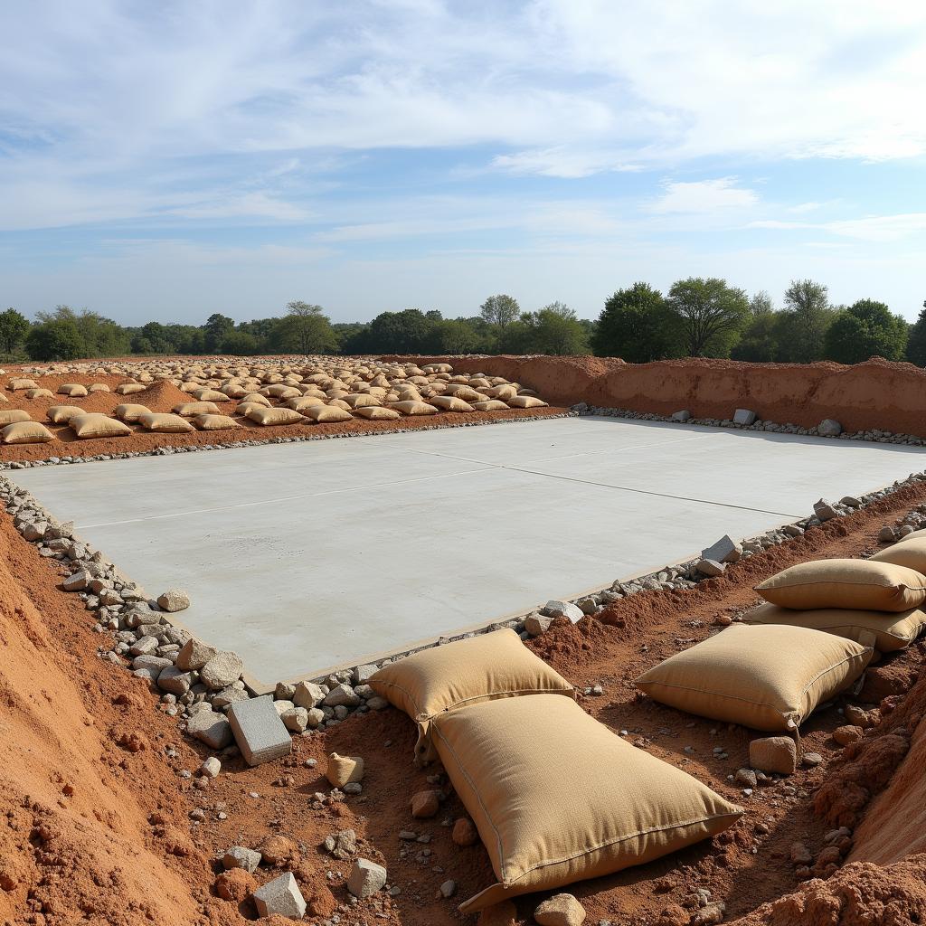 Construction Site Utilizing Burlap Sacks