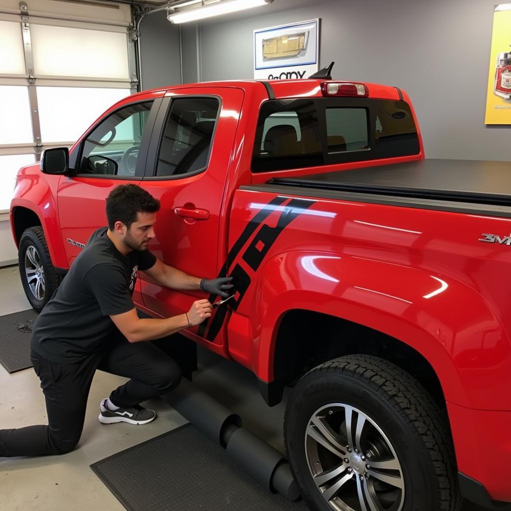 Dán decal Chevrolet Colorado đỏ chuyên nghiệp