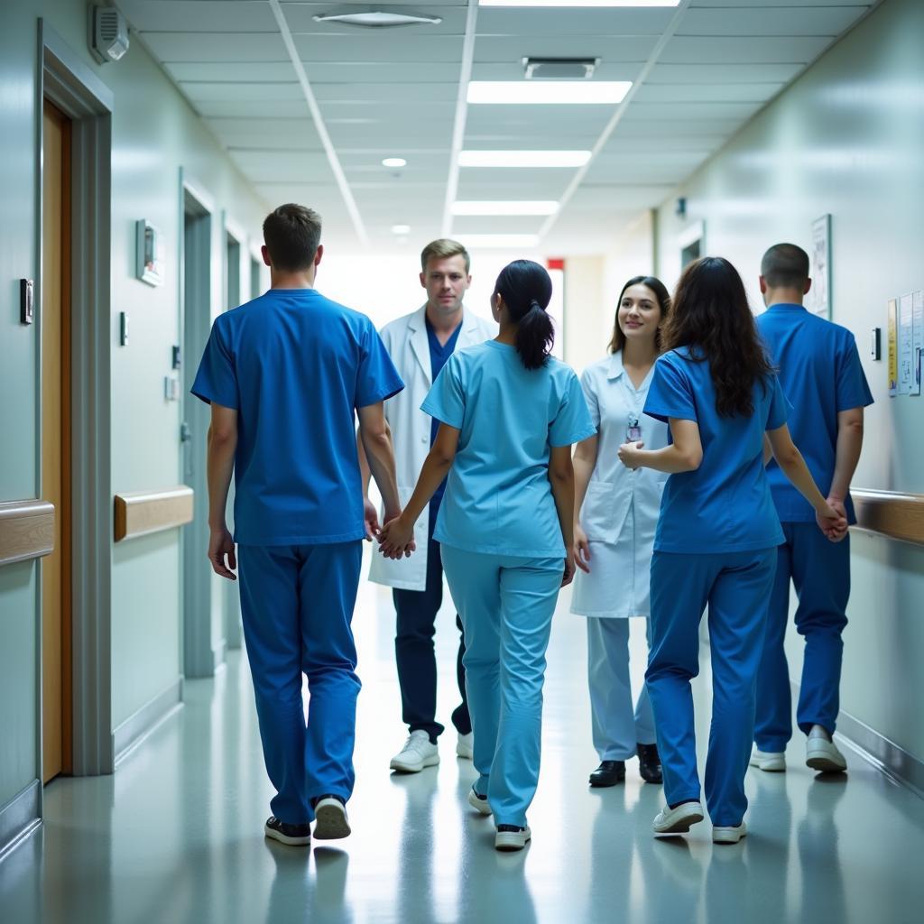 Medical staff assisting patients in the Ministry of Transport Hospital