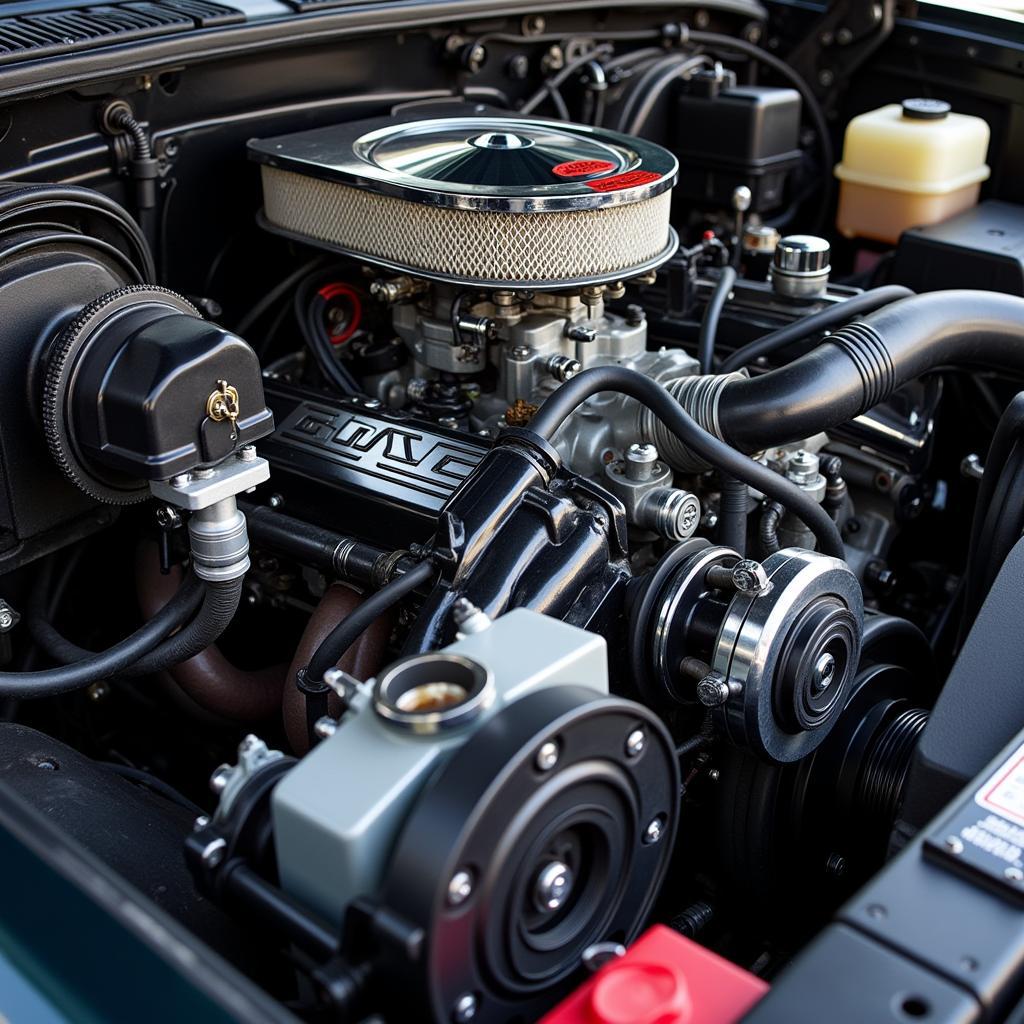 GMC truck engine close-up