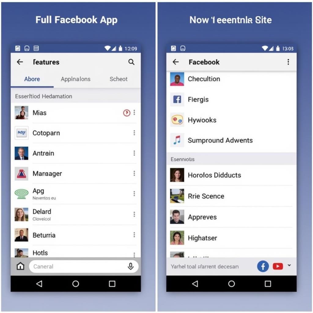 So sánh giao diện Facebook và Facebook Lite