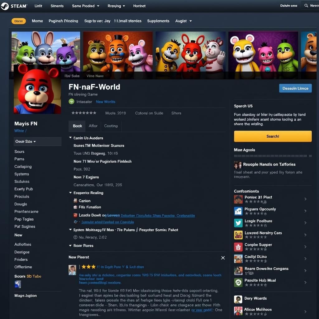 Giao diện FNaF World trên Steam