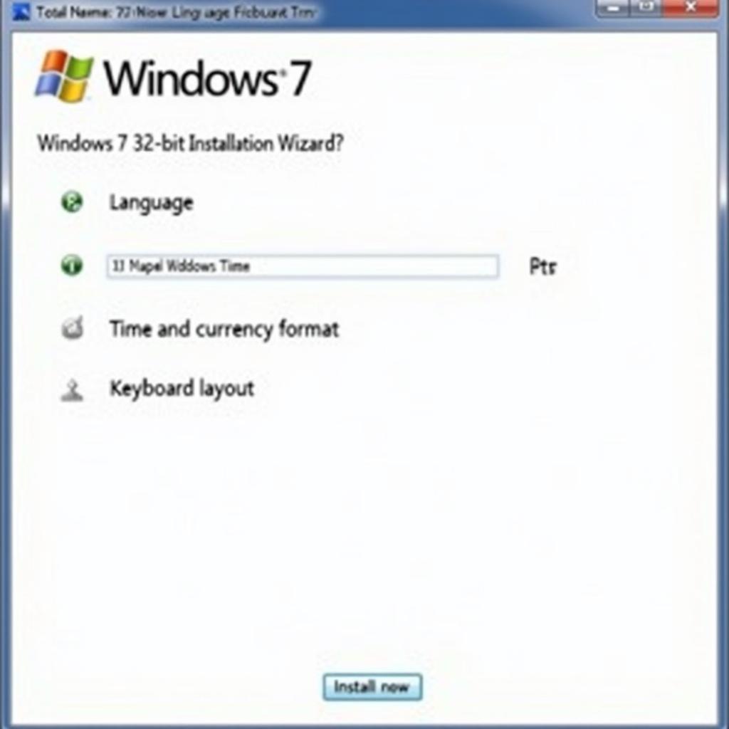 Giao diện cài đặt Win 7 32bit