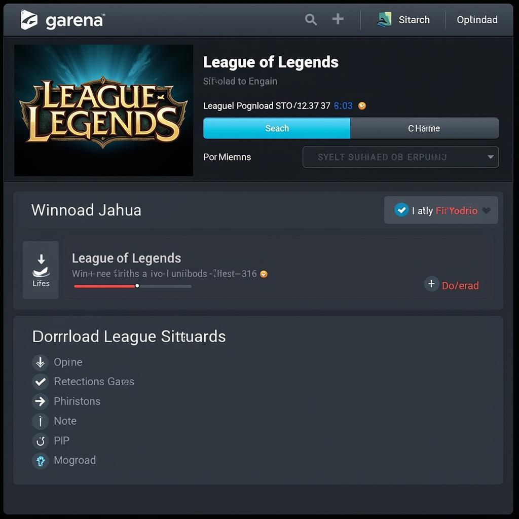 Garena PC Interface with League of Legends