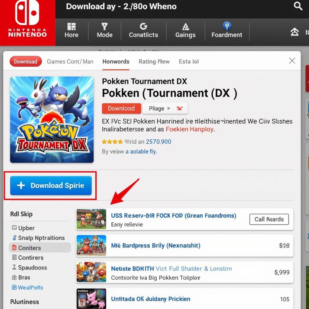 Giao diện Nintendo eShop tải Pokken Tournament