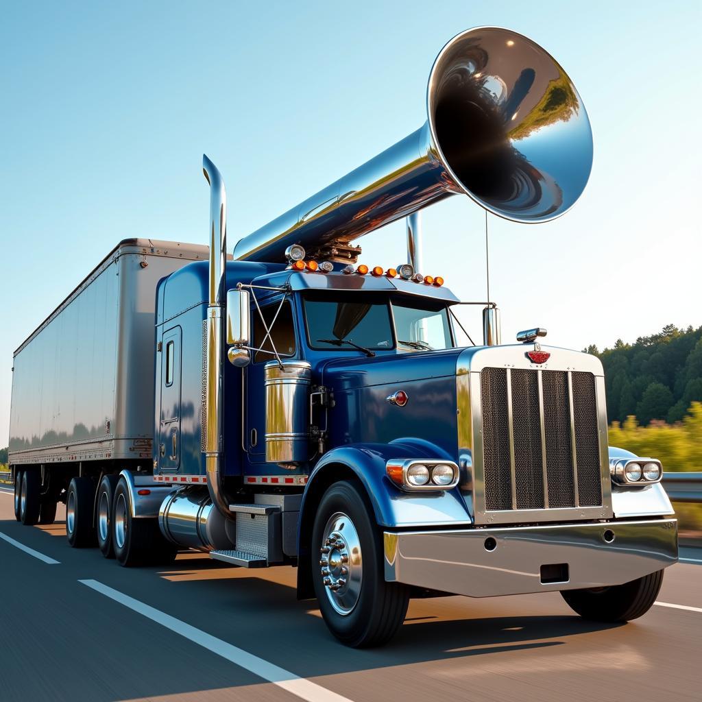 Truck air horn on the highway