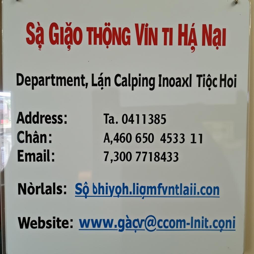 Thông tin liên hệ Sở Giao thông Vận tải Hà Nội