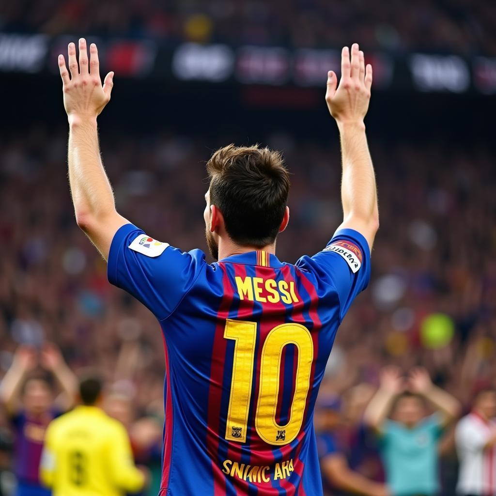 Lionel Messi ăn mừng chiến thắng