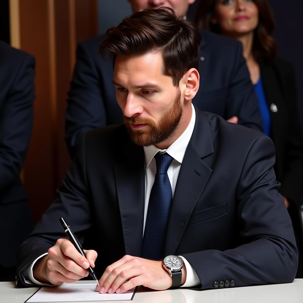 Lionel Messi ký hợp đồng