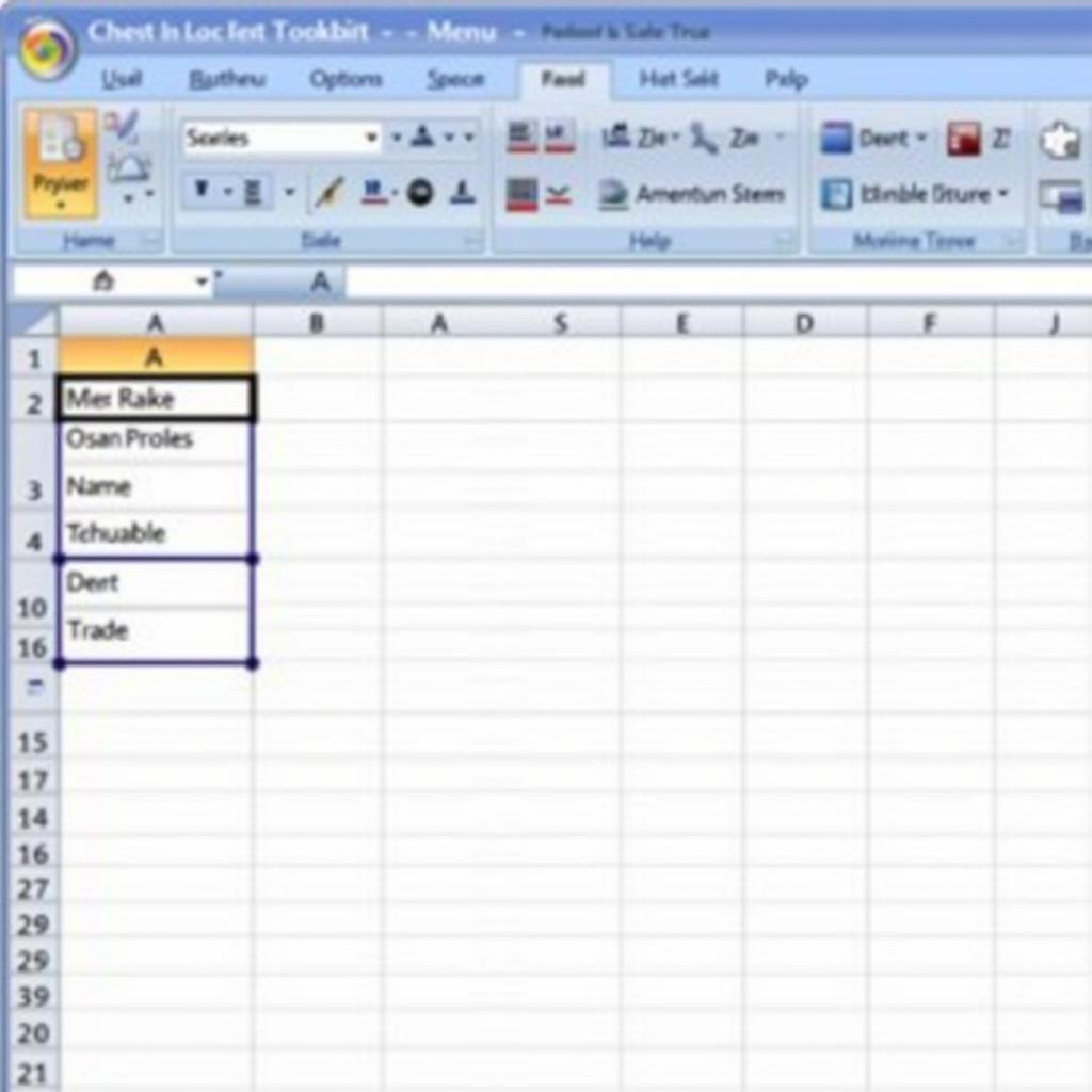 Giao diện Microsoft Excel 2003