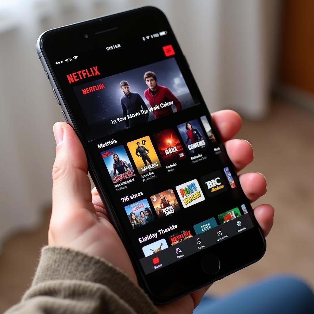 Netflix app interface on iPhone screen