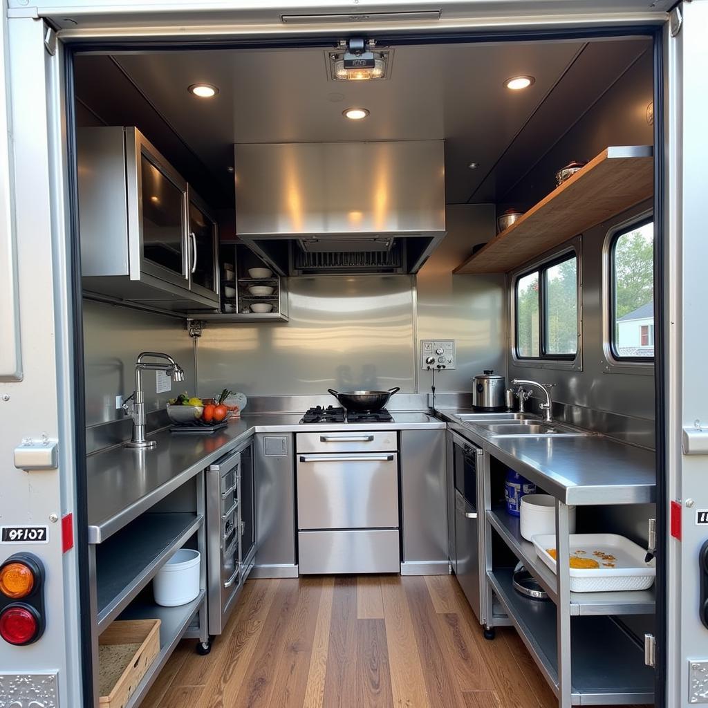 Interior of a food truck kitchen