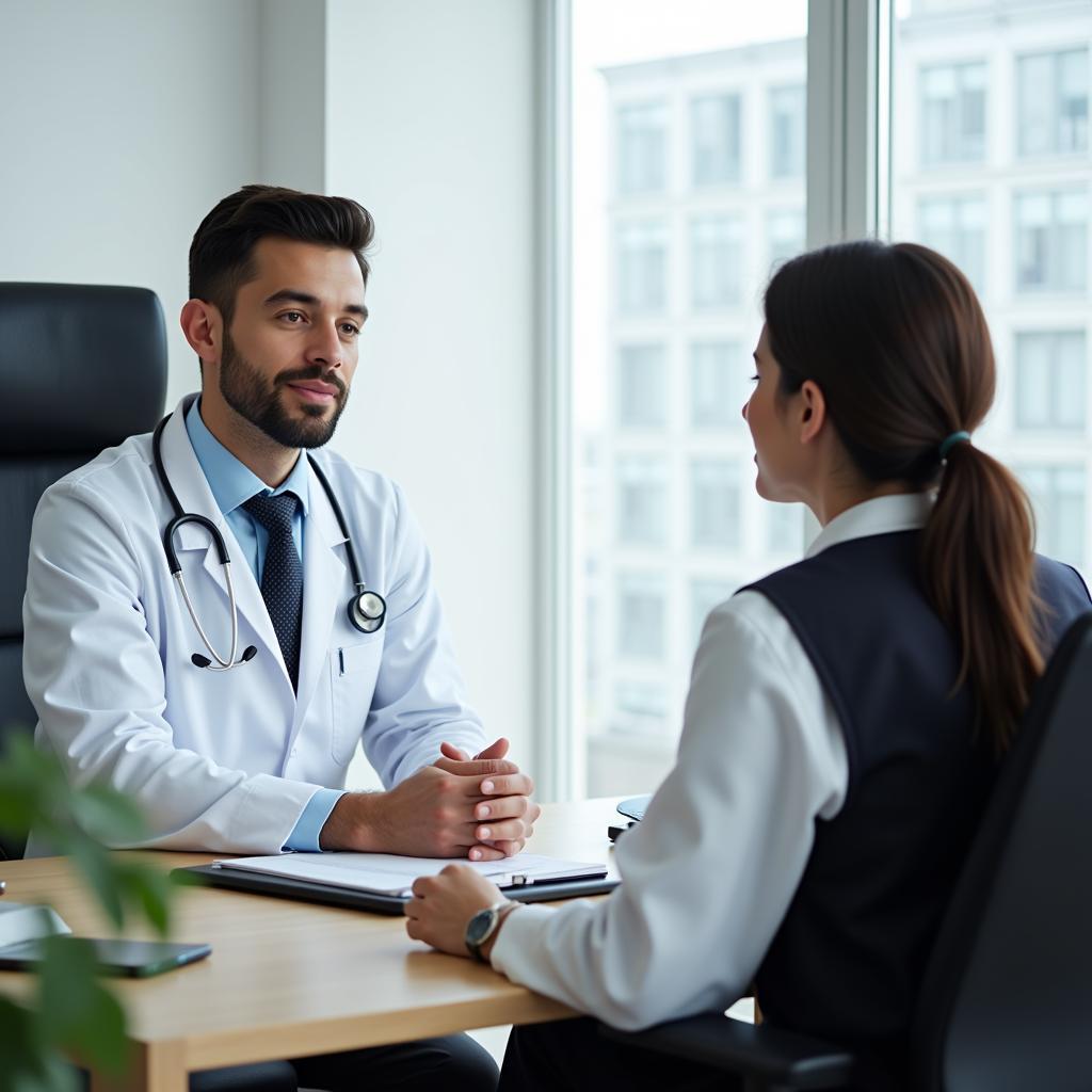 Doctor consulting a patient in the Ministry of Transport Hospital