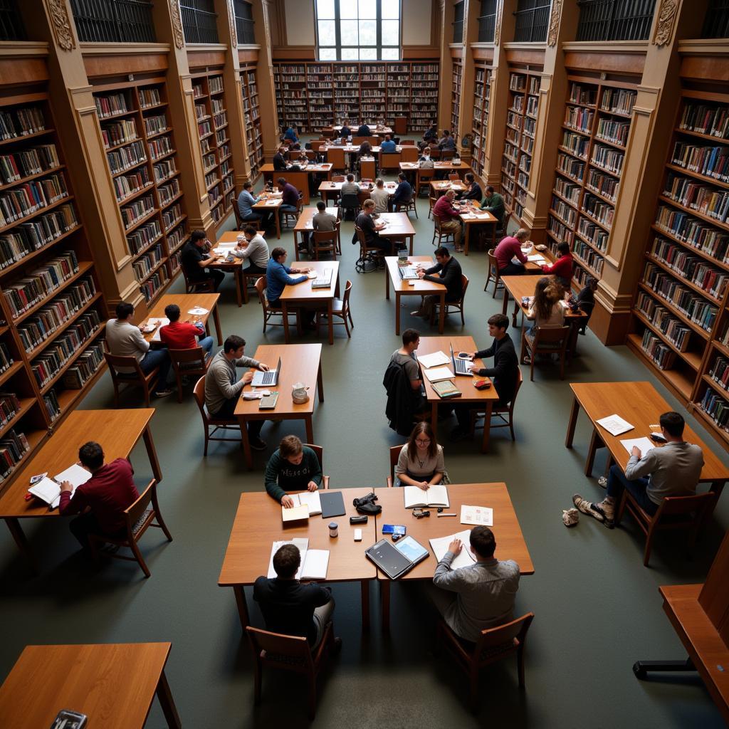 Students studying in the library