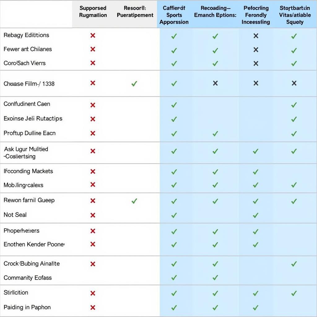 Comparison table of voice recording apps