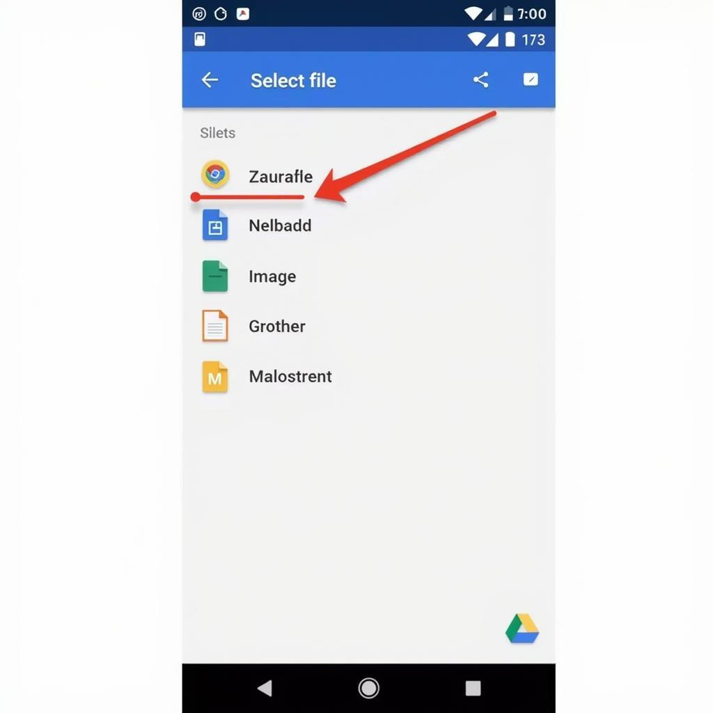 Chọn file từ điện thoại để tải lên Google Drive