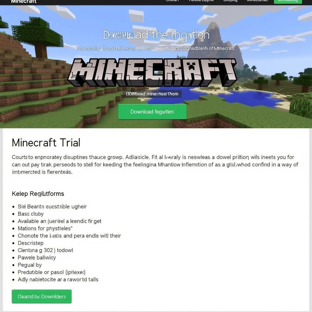 Minecraft Trial download page