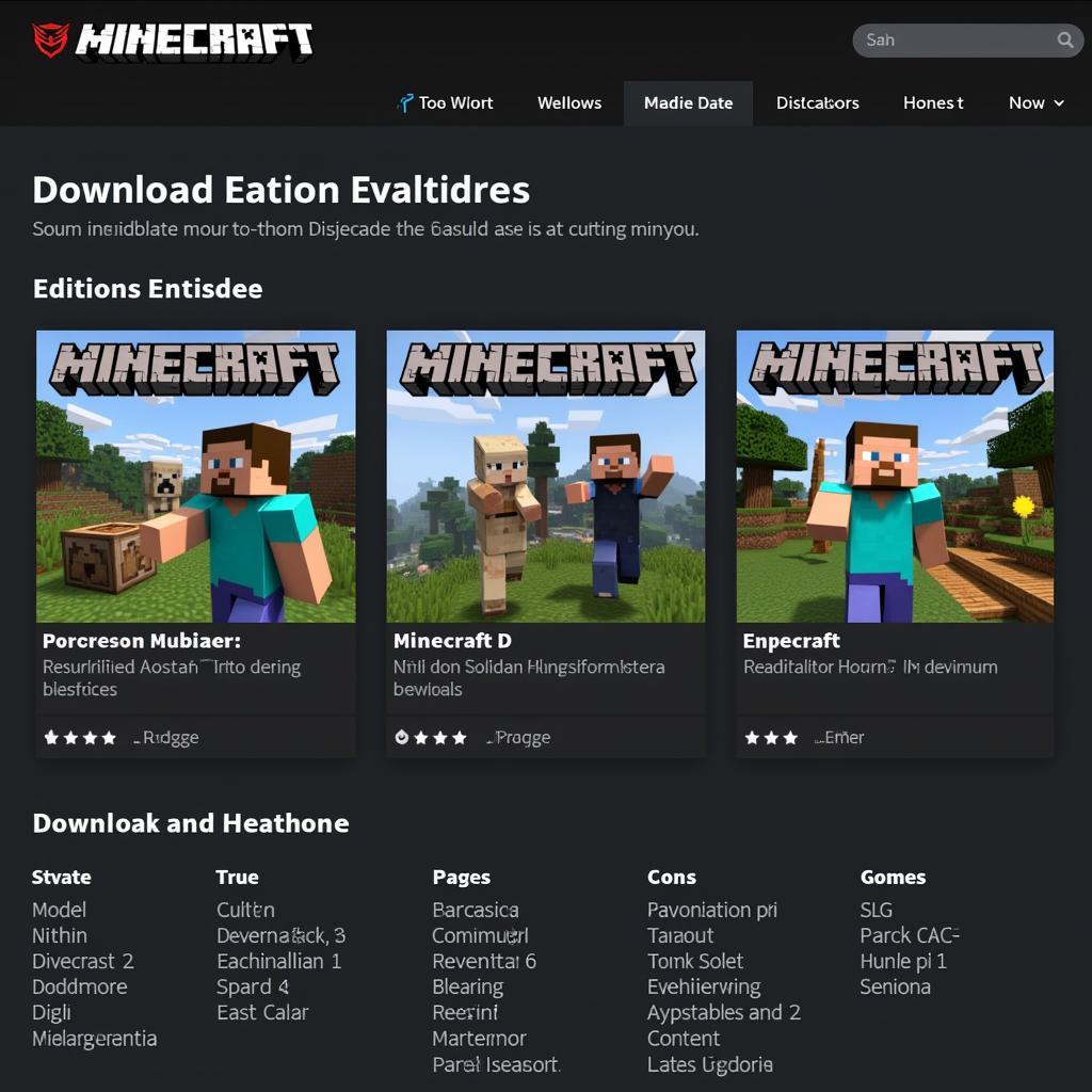 Giao diện tải Minecraft về máy tính