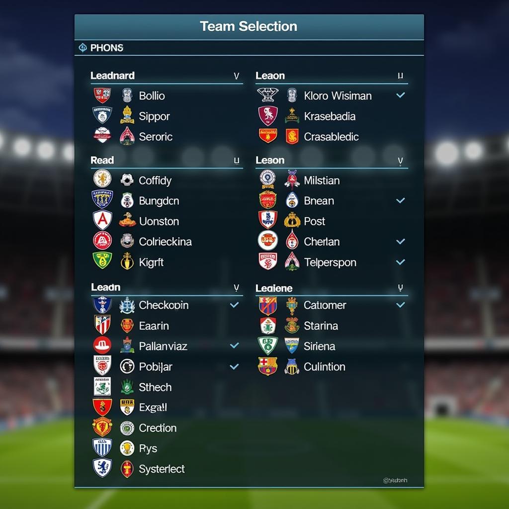 PES 2012 PC Team Selection