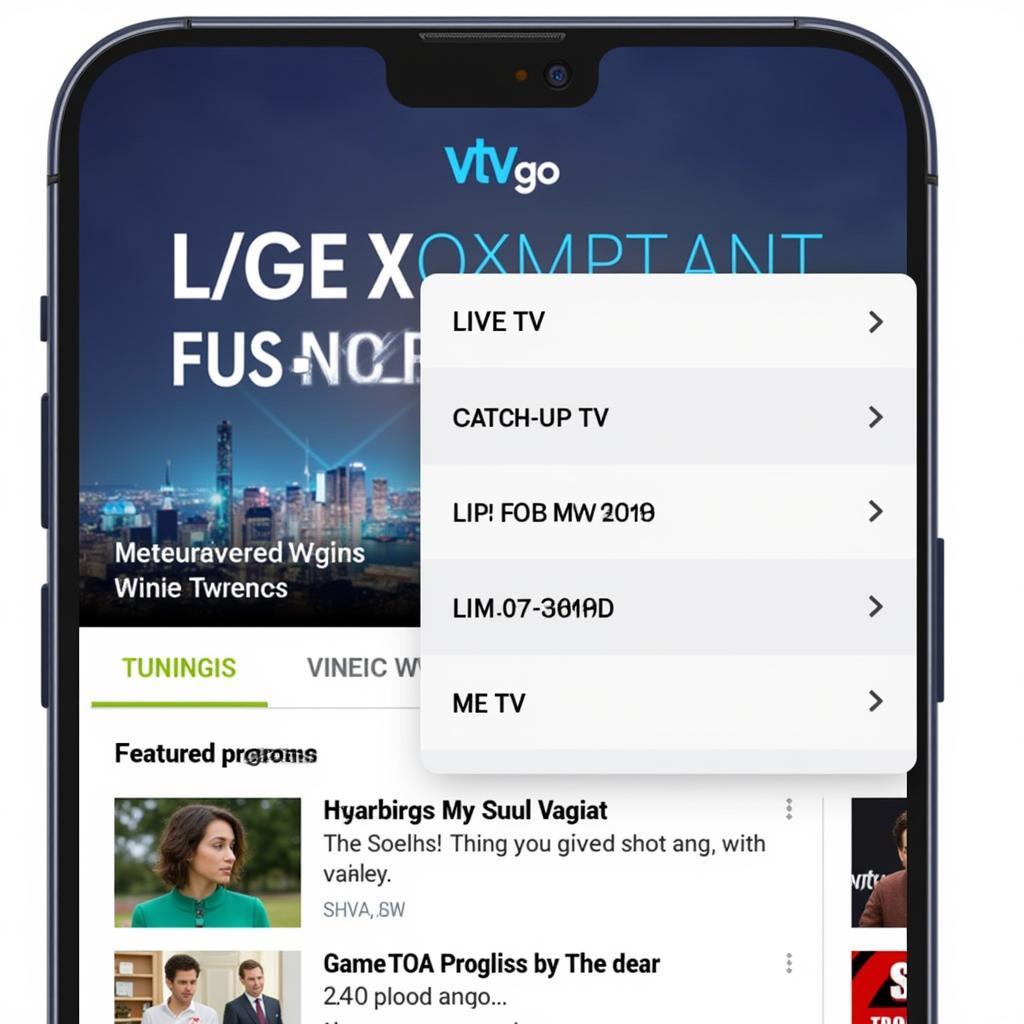 VTV Go app interface on smartphone