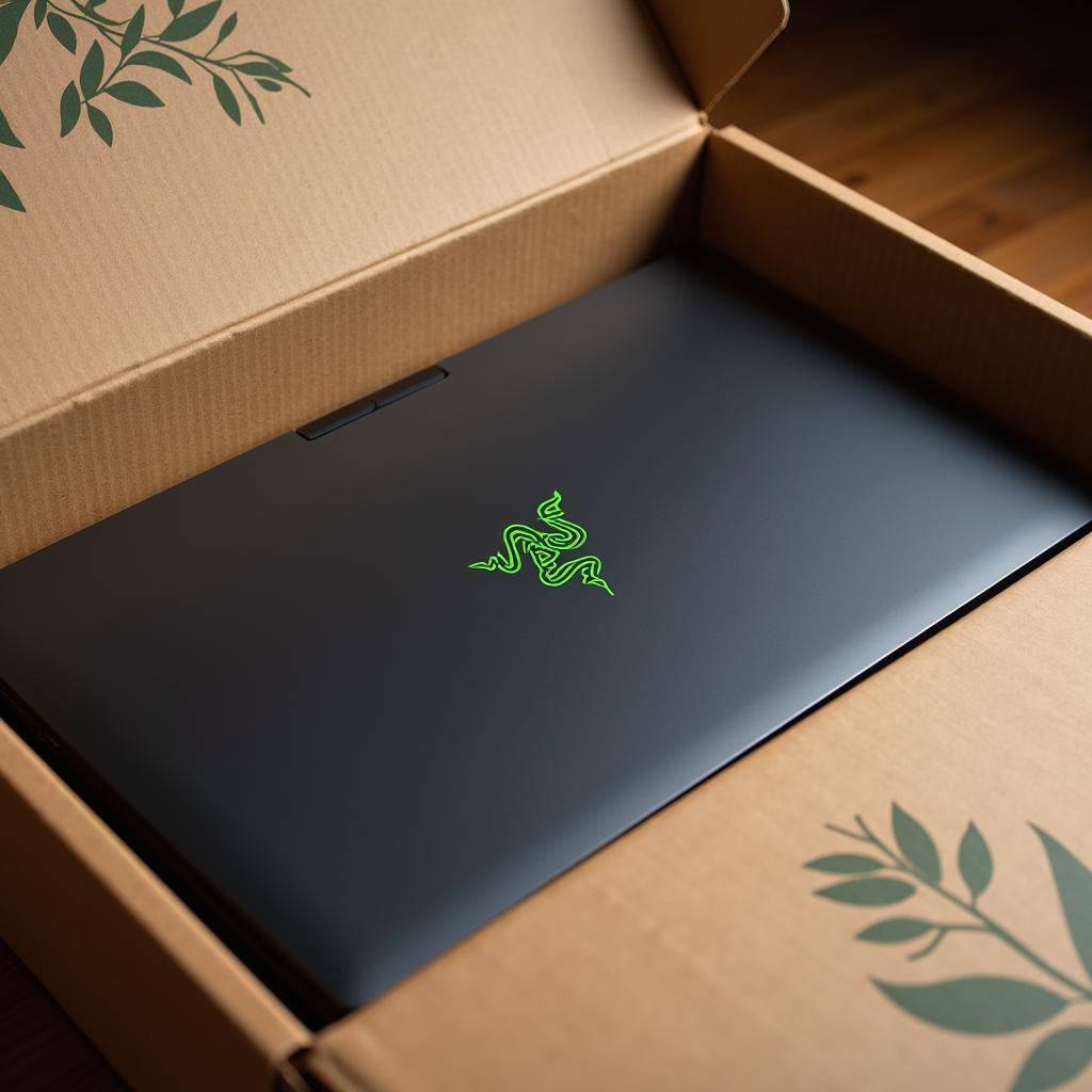 Thùng carton tái chế Razer đựng laptop gaming