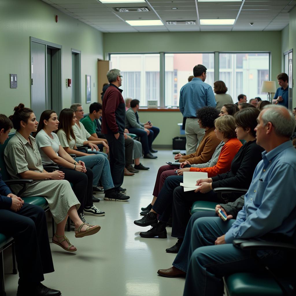 Crowded hospital scene