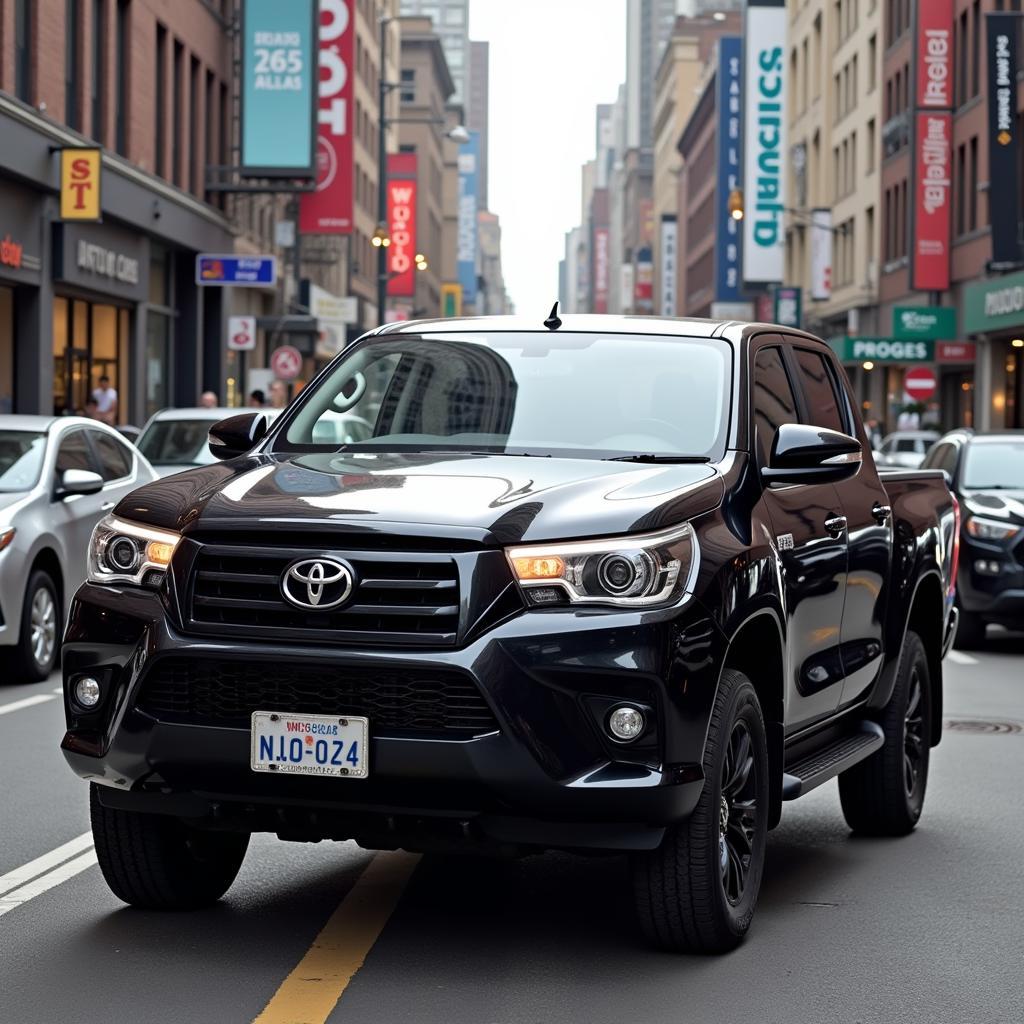 Toyota Hilux on city street