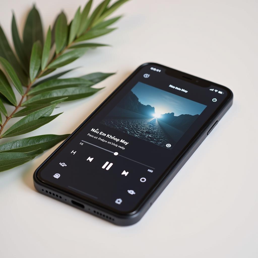 Music streaming app with song "Nếu Em Không Gặp May" playing