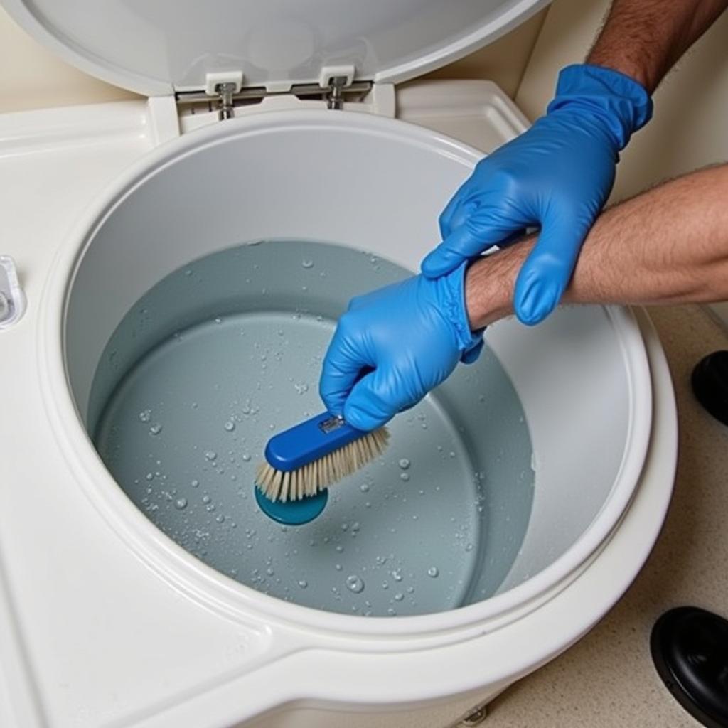 Cleaning an auxiliary water tank