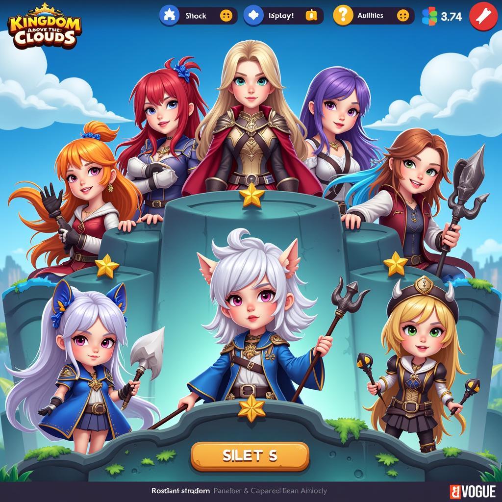 Giao diện game Vương Quốc Trên Mây