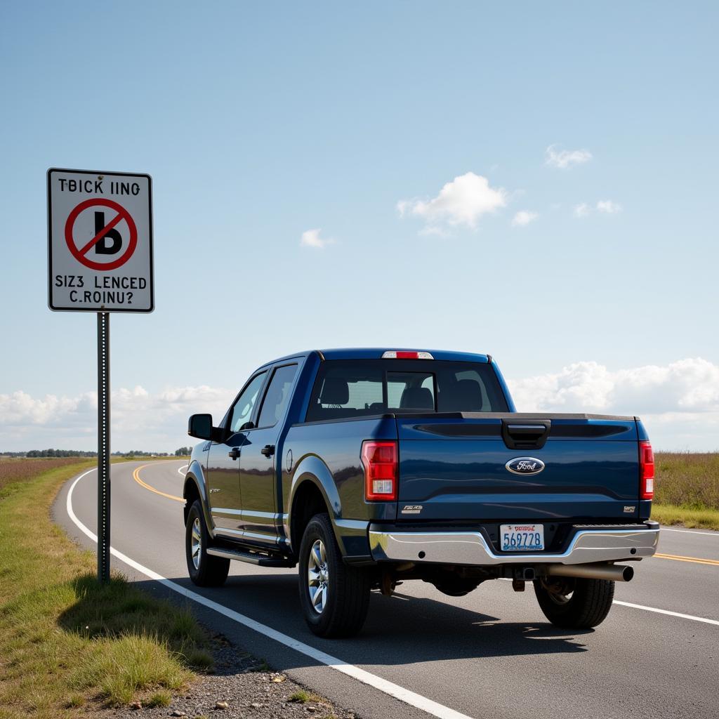 pickup truck passing under height restriction