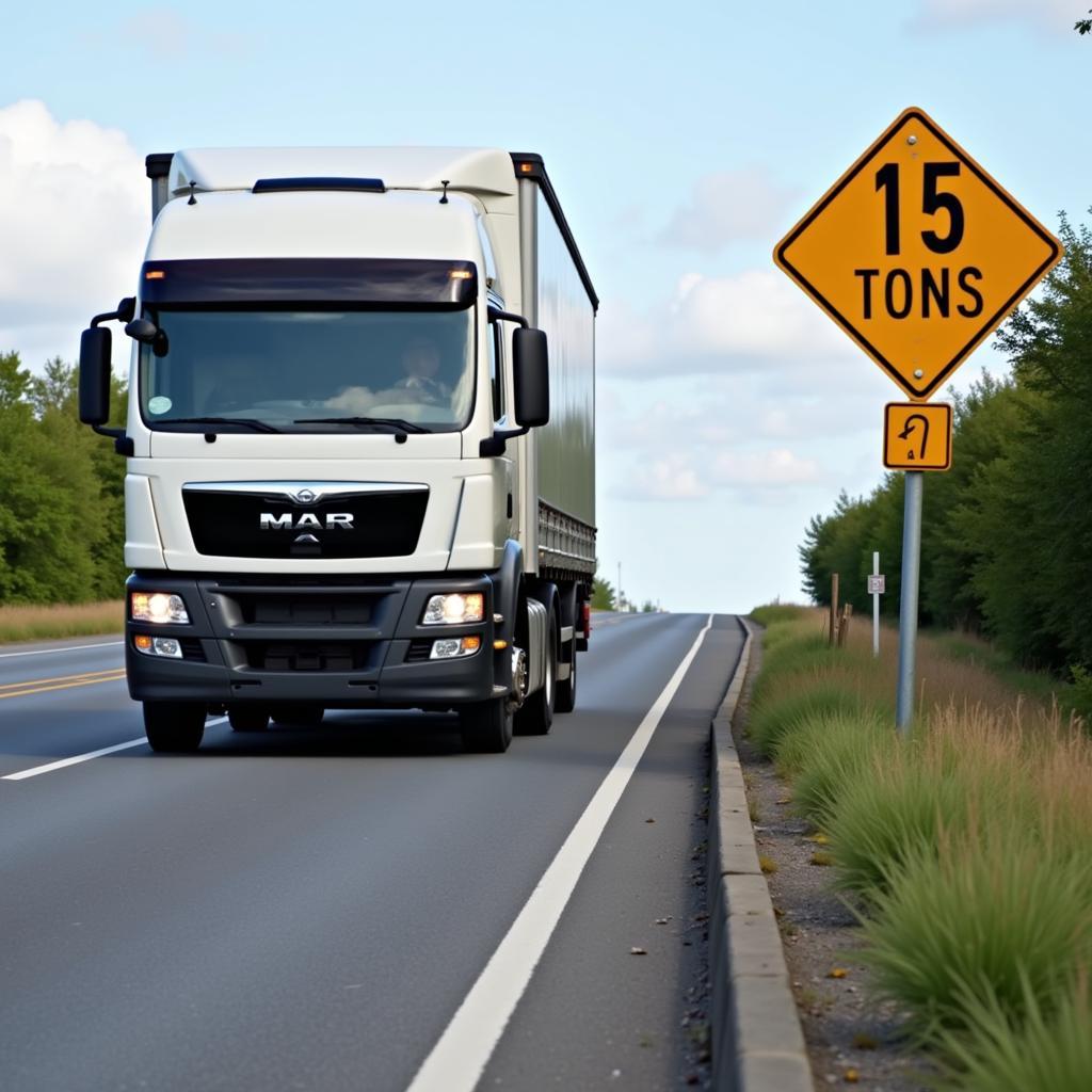 Truck 1.5 tons passes through the road with height restriction