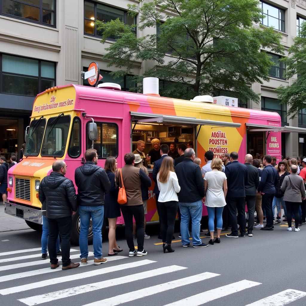 Modern food truck selling street food