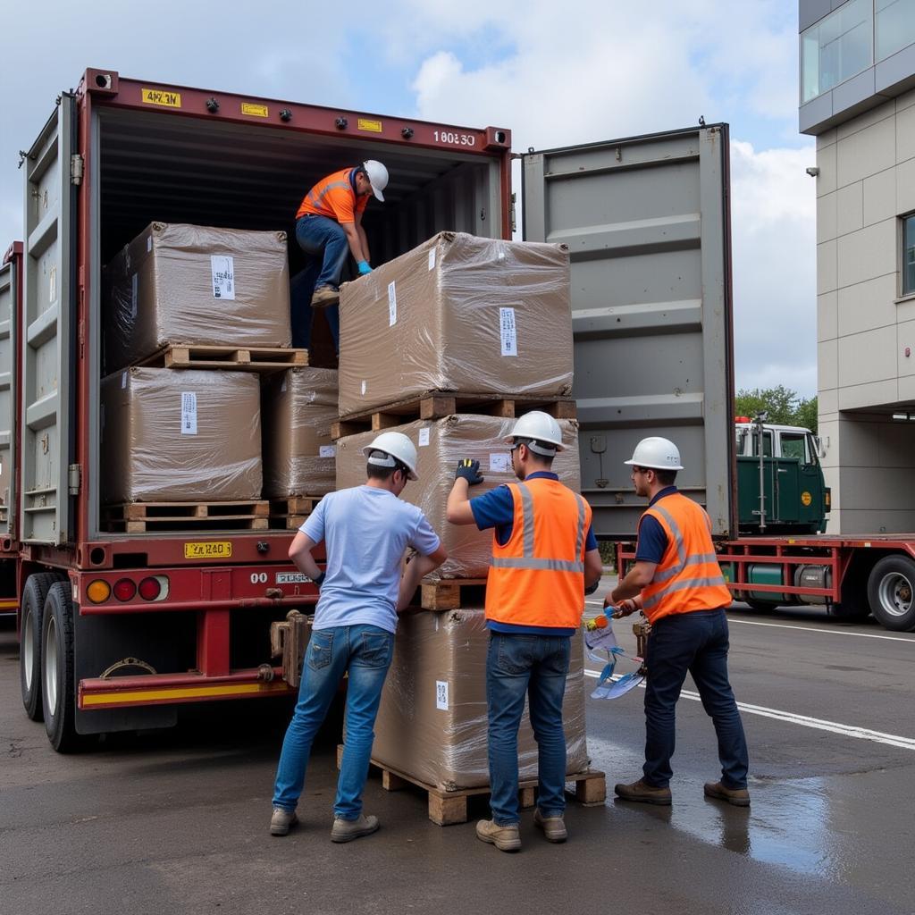 Xếp Hàng Lên Container 20 Feet