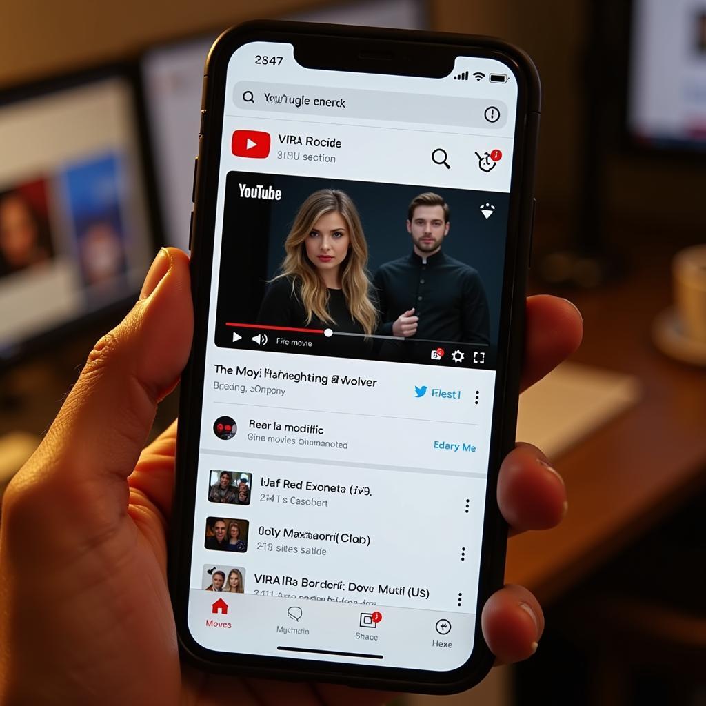 YouTube app on iPhone with a movie playing