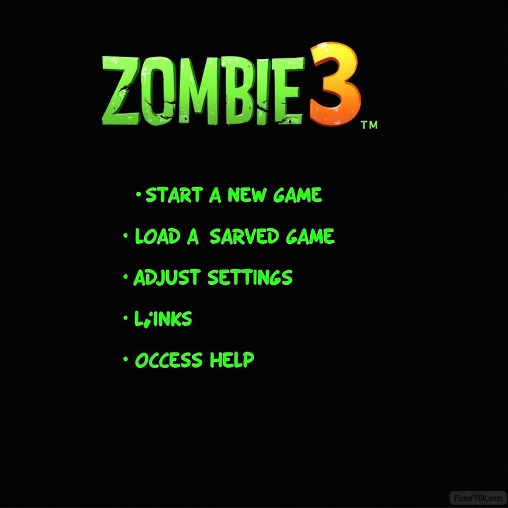 Màn hình chính game Zombie 3