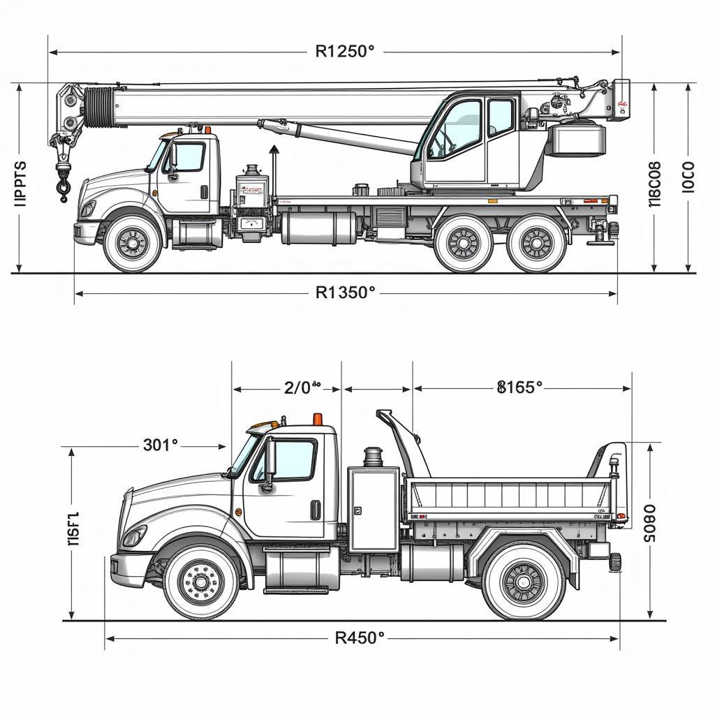 Bản vẽ tổng thể xe tải cẩu